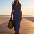 thumbnail image 4 of Kezqiaxn Womens Summer Outfits Sleeveless V-Neck Tops and Wide Leg Pants with Pockets Loungewear Set 2 Piece Sets for Women, 4 of 6