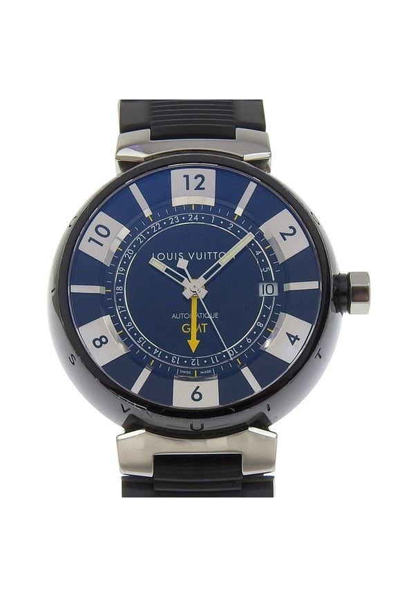 Pre-Owned Louis Vuitton Tambour GMT Watch Q113K Stainless Steel x Rubber Automatic... (Good)