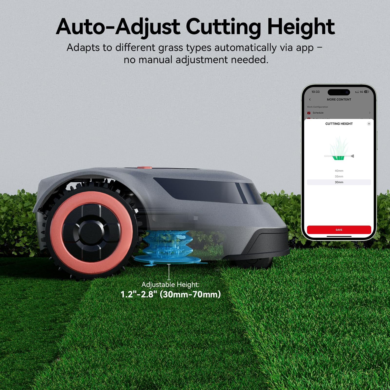 Redkey MGC1000 Robot Lawn Mower with 590ft Boundary Wire for 0.25 Acre (1/4 Acre), Auto Mapping & Recharge, 45% Climbing Automatic Robotic Lawn Mower, Precise Location & Breakpoint Detection