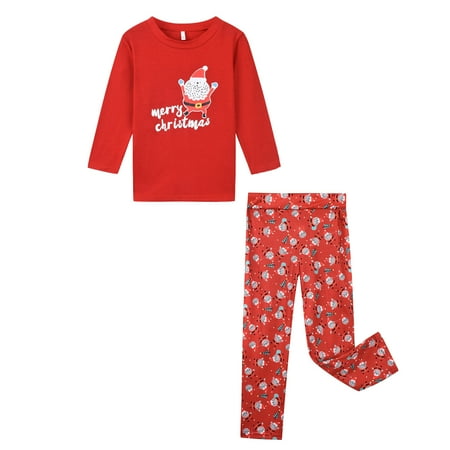 

Family Matching Christmas Holiday Pajamas Set Holiday Santa Claus Print Sleepwear Xmas PJS Set for Kids