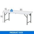thumbnail image 2 of DEXTRUS Table Pliante Blanche 6 Pieds, Table Extérieure avec Surface HDPP Durable, Table Rectangulaire Pliable avec Poignée de Transport Pratique pour Pique-Niques, Réunions, Aventures en Plein Air et Fonctions Intérieures, 2 of 10