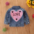 thumbnail image 4 of AMERTEER Veste en Jean pour Fille Manches Longues Col Rabattu Perles Poches Veste Extérieur Cœur d'Amour Sequins, 4 of 9