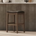 thumbnail image 6 of Open Box Maven Lane Saddle Barstool Reclaimed Oak Finish w/Stone Vegan Leather, 6 of 8