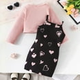 thumbnail image 4 of Girls Outfits Set Long Sleeve Top With Kitty Heart Print Dress Outfit For Toddler Kids Casual Summer Elastic Comfortable for 3-4 Years, 4 of 9