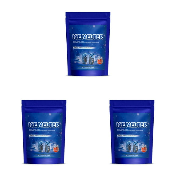 3.53oz 3Pcs Ice Melt Safer for Concrete, Snow Salt Ice Melt, Salt for Snow and Ice Removal, Sidewalk Salt, Driveway Salt, Snow Melt is Effective Up to -15