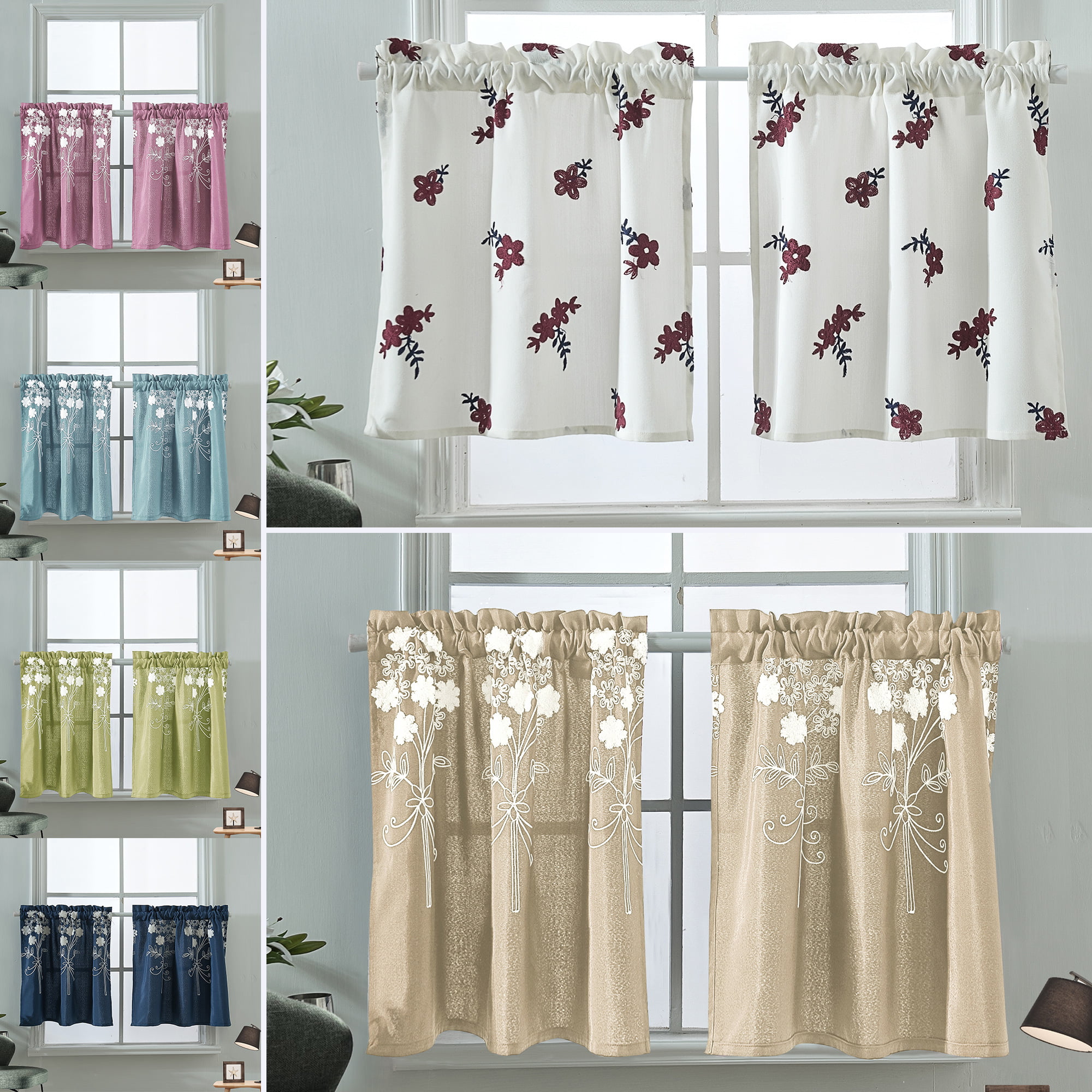KITCHEN CAFE CURTAIN PANEL SHORT CURTAINS HALF DRAPES READY MADE
