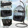 Magic Union Patio Wicker Swing Hanging Egg Chair with Stand and Cushion