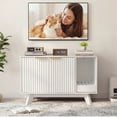 thumbnail image 3 of YDN Home Cat Litter Box Enclosure - 31.5 inch Wood Hidden Cat Litter Box Furniture for 2 Cats, Indoors Cats Washroom Cabinet Side Table with Scratching Pad for Living Room & Bedroom,White, 3 of 9