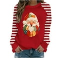 thumbnail image 5 of Craaazy Women's Christmas Printed Long Sleeve Striped Printed Round Neck Sweatshirt Tops Gifts, 5 of 6