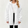 thumbnail image 4 of Ndbuld Girls Fuzzy Fleece Jacket Children's Winter Solid Color Leisure Fashion Fleece-lined Warmth Long Sleeve Hooded Casual Outwear Jackets Kids 5-15Years, 4 of 9