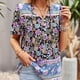 thumbnail image 2 of Top suelto cómodo medio botón para vacaciones de vacaciones Tops de impresión con cuello en V para mujeres, 2 of 5