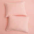 thumbnail image 2 of Move Over Pink Girls Pillowcases King, Boho Pillow Cover Set of 2, Washed Microfiber White Pom Fringe Pattern, 2 Pack, 2 of 7