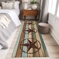 thumbnail image 5 of 2x6 Kitchen Runner Rug, Teal Brown Farmhouse Non-Skid Rubber Backing Large Rectangle Rugs - Living Room Bedroom Home Office, Country Texas Star Vintage Indoor Floor Mat Carpets Washable Rug, 5 of 9