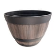thumbnail image 2 of Plant Pot Faux Whiskey Barrel Shape Home Decor Plastic Indoor Outdoor Yard Patio Flowerpot for Garden, 2 of 8
