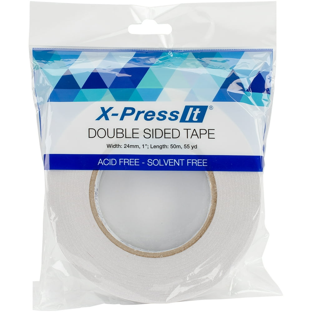 XPress It Double Sided Tissue Tape, LowTack, 1" x 55 yds., White