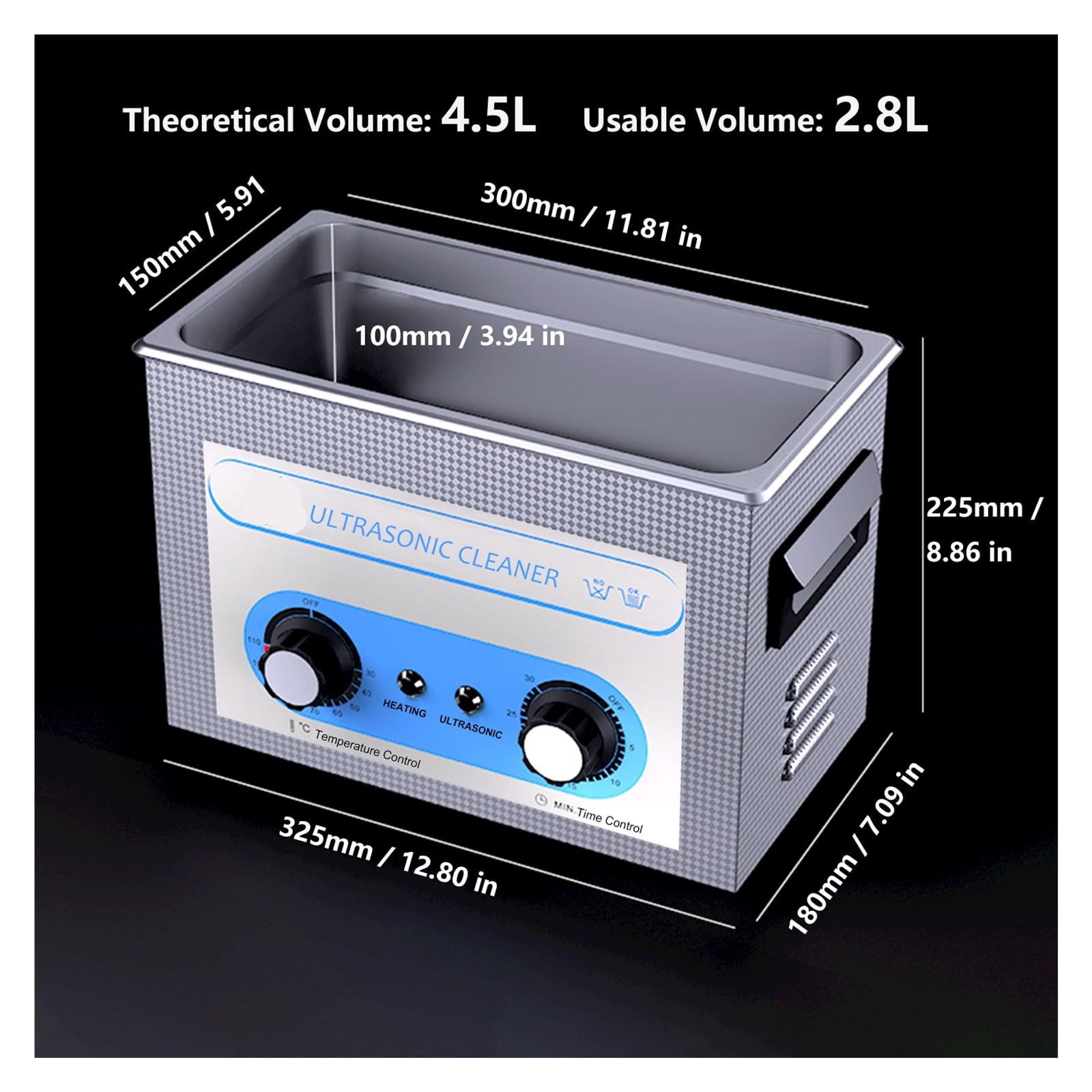 4.5L Ultrasonic Cleaner 40kH Ultrasonic Cleaning Machine Heated Ultrasound Cleaner Bath for Glasses Jewelry Bike Chain