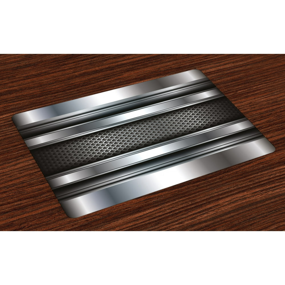 Grey Placemats Set of 4 Realistic Vivid Looking Steel Plates Image