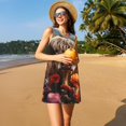 thumbnail image 3 of Fotbe Realistic Flower Cow Pattern Women’s Summer Tank Midi Dress – Sleeveless A-Line Dress, Floral T-Shirt Dress, Casual Flowing Beach Sundress, 3 of 7
