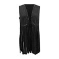 thumbnail image 6 of Daznico Women's Solid Fringed Hippie Vest Sleeveless Denim Western Velvet Fringed Jacket,Mardi Gras Clothing,XXL, 6 of 6
