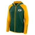 thumbnail image 2 of Women's Fanatics Green/Gold Green Bay Packers Redzone End Around Pass Raglan Full-Zip Hoodie, 2 of 3