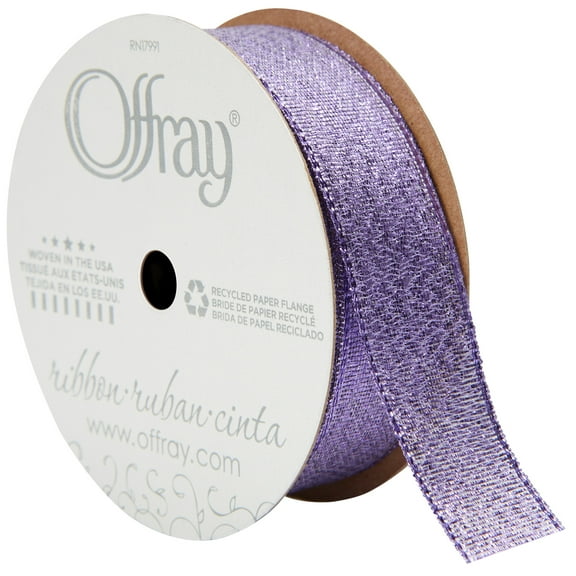 Offray Ribbon, Purple 7/8 inch Galena Metallic Ribbon, 9 feet