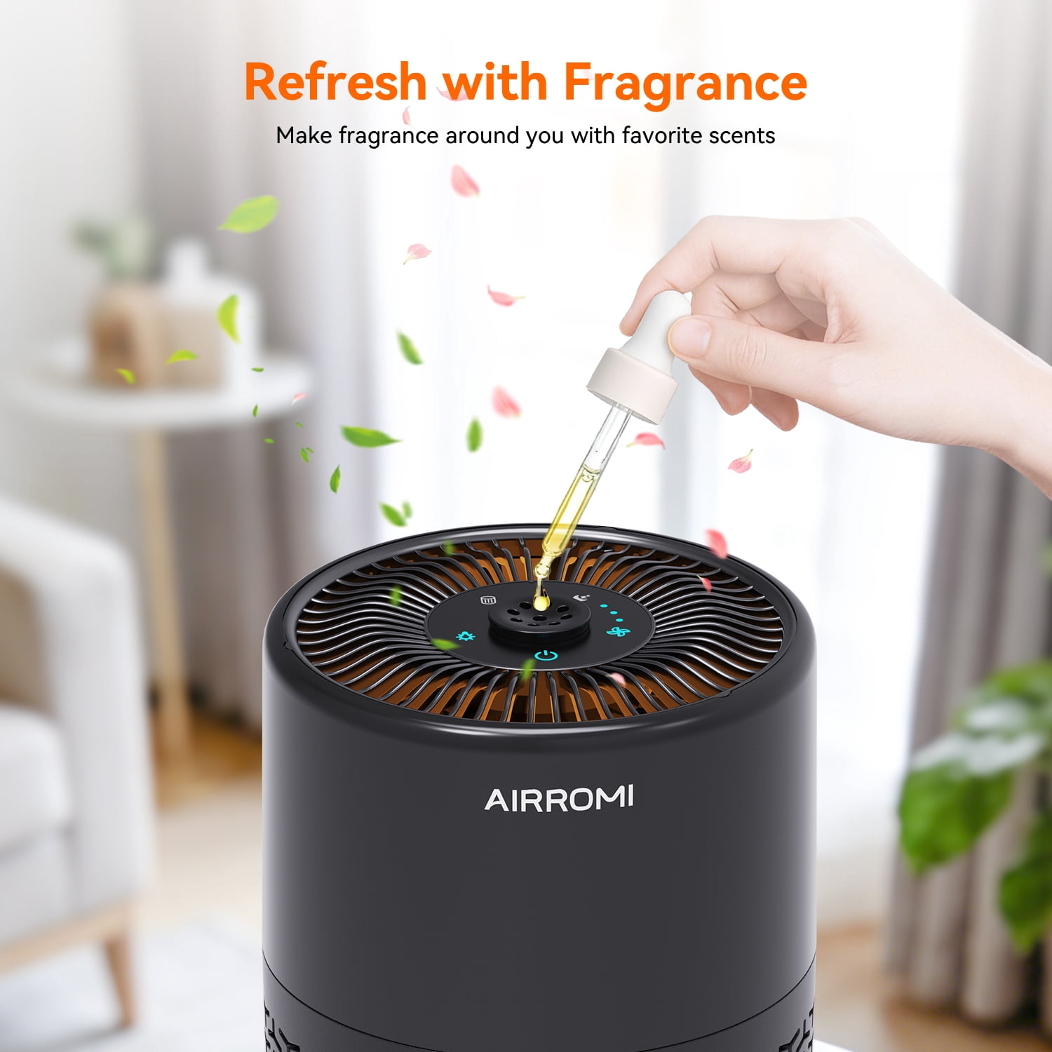 AIRROMI Air Purifiers for Home Room Covers 660 sq.ft, H13 True HEPA Filter, for Allergies,Pet Dander,Pollen,Odor,Smoke, with Night Light, A2002S,Black