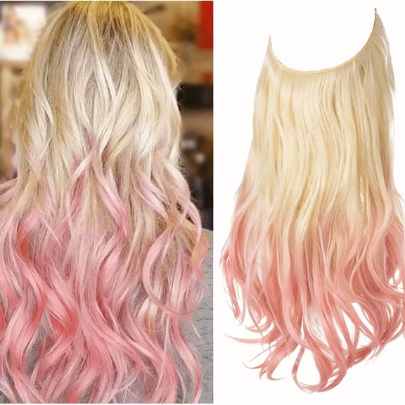 suxuMhao Wig, Synthetic Lace Front Wig Curly Wig with Natural Looking , 22 Inches Blonde To Pink Lace Wigs Synthetic Wigs Seamless One-Piece Glue-Free Easy Wear Wig, 1 Piece. Style 40