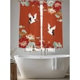 thumbnail image 5 of Red Crane Sheer Curtains 63 Inch Length 2 Panels for Living Room, Vintage Red Teal Spring Floral Botanical Voile Kitchen Curtain Set, Luxury Privacy Drapes Window Treatment for Bedroom, 5 of 7