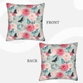 thumbnail image 3 of Bingfone Roses and Butterflies Linen Throw Pillow Covers Cushion Case Pocket Button Vintage Farmhouse Pillowcase-16"x16", 3 of 9