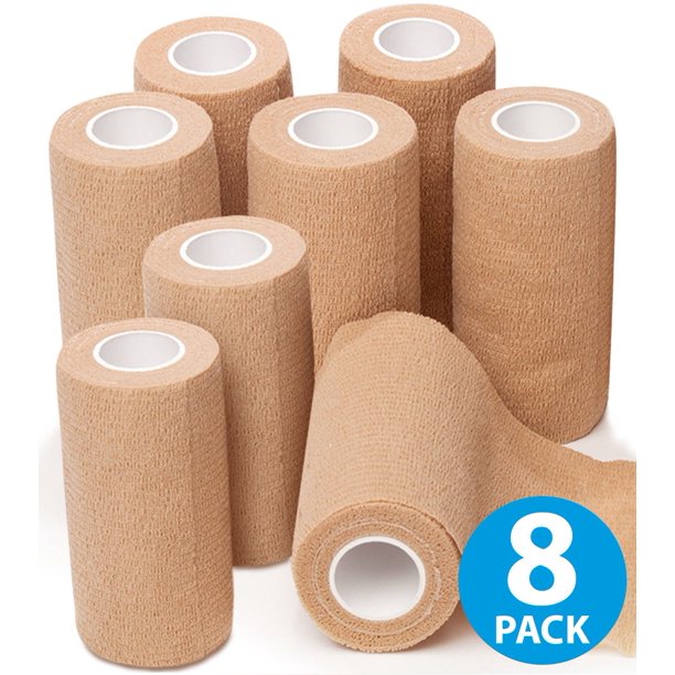 8Pack, 4” Wide x 5 Yards, SelfAdherent Cohesive Tape, Strong Sports
