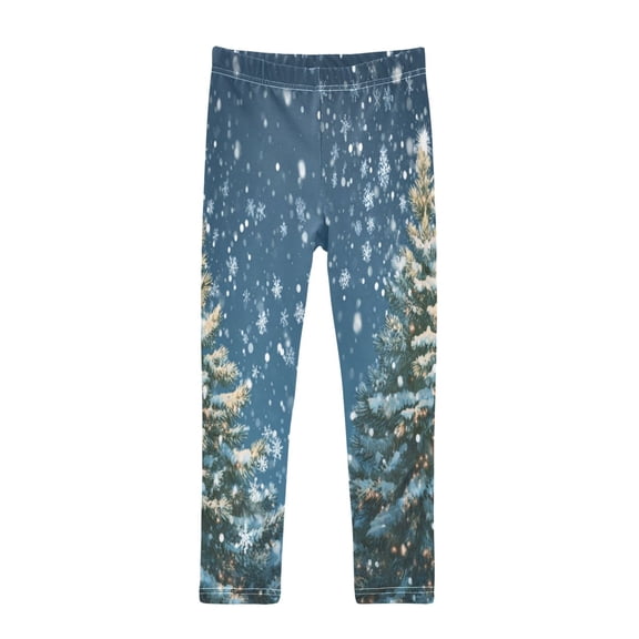 Girl's Legging Full-Length Colorful Print Tights For Dance Gym Everyday Wear Christmas Tree with Lights