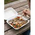 thumbnail image 4 of 10'' x 10'' x 3'' Sugar Cane Clamshell ( White ) 100% Compostable 200/Pack, 4 of 5