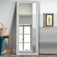 thumbnail image 2 of 65"x22" Solid Wood Full Length Mirror with Standing Holder Floor Mirror Rectangular Wall Mounted Mirror Hanging Leaning, White, 2 of 8