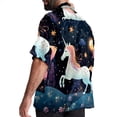 thumbnail image 3 of Starry Unicorn Men's Short Sleeve Spread Collar Poplin Button Down Casual Printed Summer Beach Unisex Shirts, 3 of 6