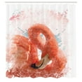 thumbnail image 3 of Ambesonne Flamingo Shower Curtain, Exotic Bird Watercolor, 69"Wx84"L, Orange White, 3 of 5