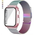 thumbnail image 1 of ALMNVO Band for Apple Watch Bands with Case 42mm, Stainless Steel Mesh Milanese Loop with Glass Screen Protector Case for Apple Watch Series 3,2,1,colorful, 1 of 6