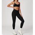 thumbnail image 4 of PISONIC Two Pieces Workout Sets for Women Y Back Sports Bra Matching V Cut Leggings Gym Yoga Active Wear Outfits with Pocket, 4 of 11