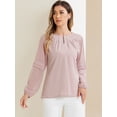thumbnail image 3 of DARING DIVA Chiffon Semi Sheer Long Sleeves Keyhole Neck Blouse XS Grey Purple, 3 of 6
