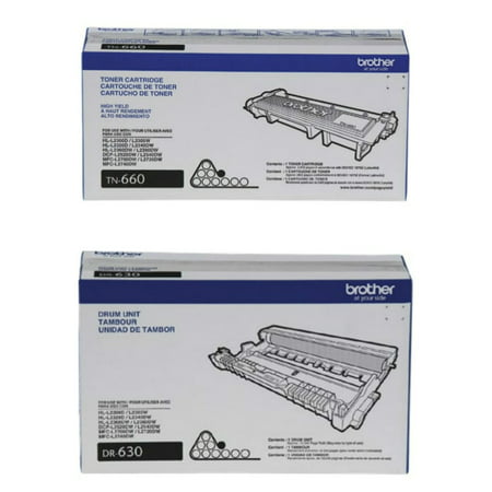 Brother Genuine TN-660 (TN660) High Yield Toner Cartridge and DR-630 (DR630) Drum Unit