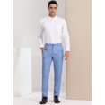 thumbnail image 3 of Pantalonescuadros de vestir pahombre, ajustados, con parte delanteplana, estampados,cuadros de negocios Azul XL, 3 of 6