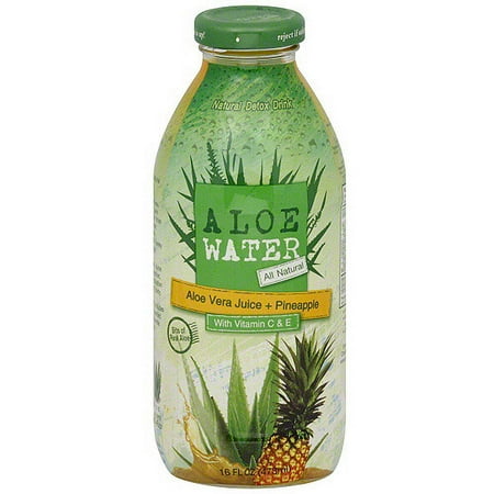 Aloe Water Aloe Vera Juice + Pineapple Detox Drink, 16 oz (Pack of 6)
