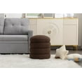 thumbnail image 3 of Modern Boucle Round Ottoman,Upholstered Foot Stools Ottoman, Vanity Chair for Makeup Room Bedroom Living Room (Brown), 3 of 7