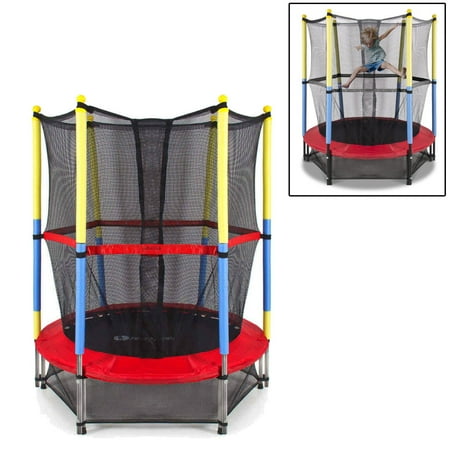 Zimtown My First Mini 55 inches Kids Mini Round Trampoline Combo with Surround Enclosure Net and Non-Spring Bounce Pad, for Youth Junior Juvenile Outdoor Safety Jumping