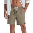 thumbnail image 2 of DDAPJ pyju Quick Dry Workout Shorts for Men Drawstring Elastic Waist Athletic Gym Shorts Lightweight Running Shorts with Zipper Pockets Khaki M, 2 of 7