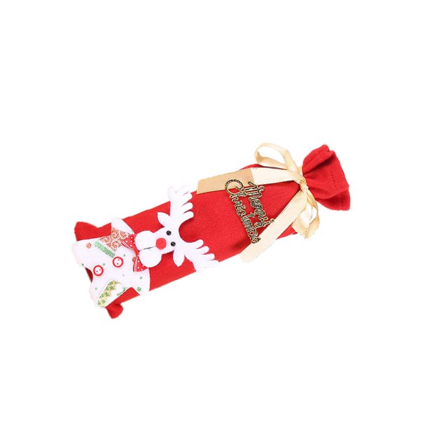 Inteprter Funda de encaje para botella de vino, pegatina de letras, funda protectora para fiesta, Navidad, champán, cerveza, hogar, bolsa de lana, Bar, Kits de decoración para fiestas Alce Inteprter HA068787-01