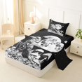thumbnail image 2 of Feelyou Boho Raven Mushroom Twin Sheets, Spooky Moon Sky Bedding, Black White, 3 Pieces, 1 Flat Sheet, 1 Fitted Sheet and 1 Pillowcase, 2 of 5