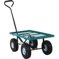 thumbnail image 3 of Heavy-Duty Steel Garden Cart with Removable Sides, 550 lb Capacity, 10" Tires - Versatile Utility for Yard, Landscaping, 3 cu ft (Green), 3 of 16