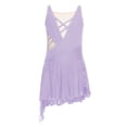 thumbnail image 2 of Hansber Girl's Lyrical Dance Dress Figure Ice Skating Asymmetrical Skirt Leotard Ballet Contemporary Dancewear Lavender 10, 2 of 6