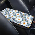 thumbnail image 3 of Renewold Hippie Flower Daisy Blue Auto Center Console Cover Pad Universal Fit for SUV Truck Car, Universal Car Armrest Seat Box Cover for Men Women, 3 of 6