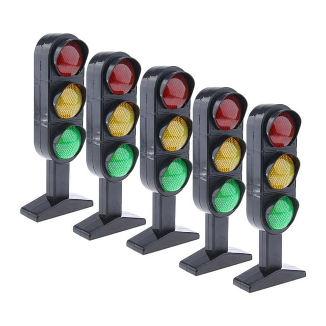 5x Semáforo de Calle en Miniatura de Plástico Modelo de Suspiro Regalos de Juguete de Juego de Rol para Niños Macarena Simulación de semáforo en carretera